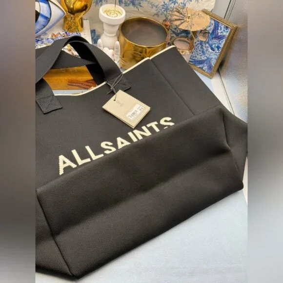 🆕 ALL SAINTS 🧿 NWT Large Izzy East-West Tote, Black/White - Picture 7 of 11